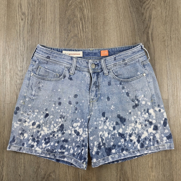 Anthropplogie Pilcro And The Letterpress Paint Splattered Denim Shorts Size 26 - Picture 3 of 10